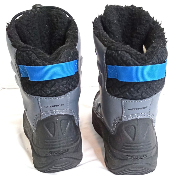 Columbia Kids Waterproof Snow Boots Grey Black Blue Omni Heat Size 14