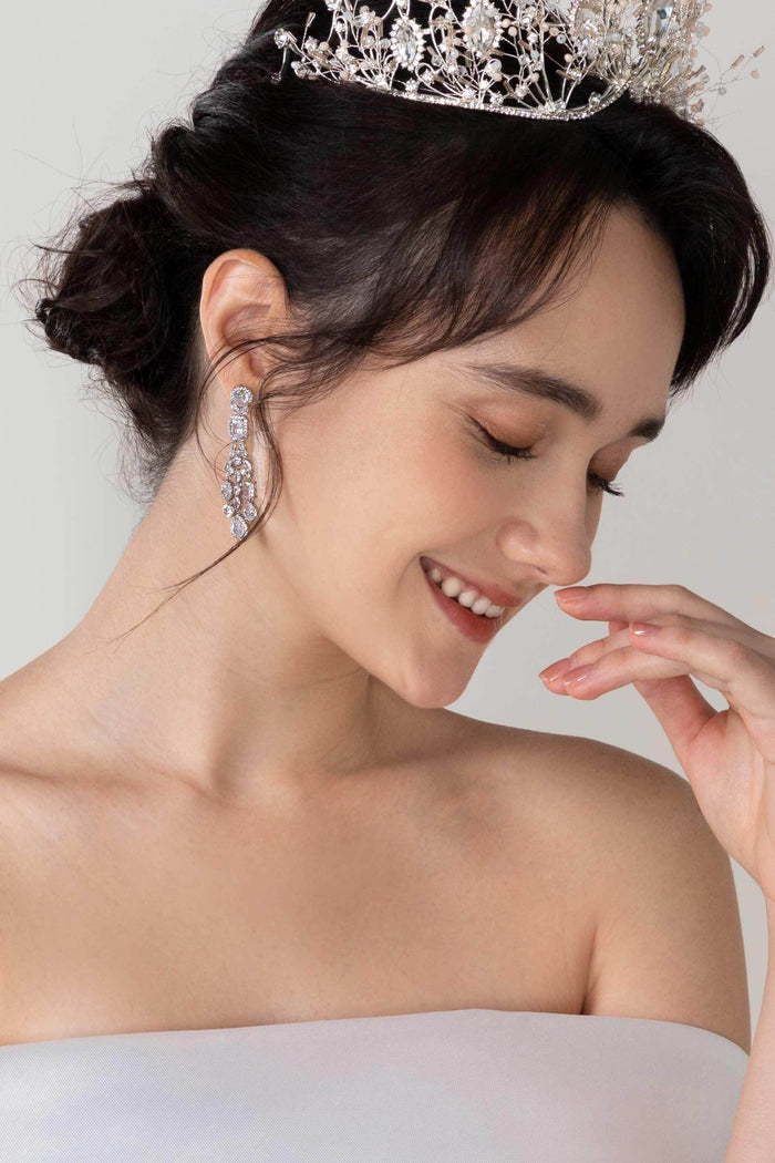 Copper Alloy Earrings with Zircon CE0134 - COCOMELODY