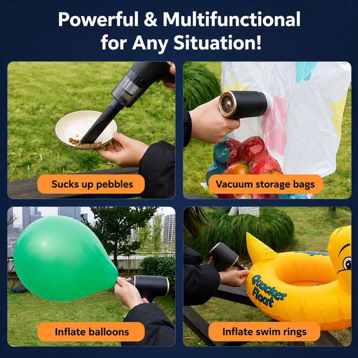 Cordless Handheld Vacuum & Air Blower | USB-C Rechargeable Mini Cleaner | Portable Dust Cleaner for Car & Desk