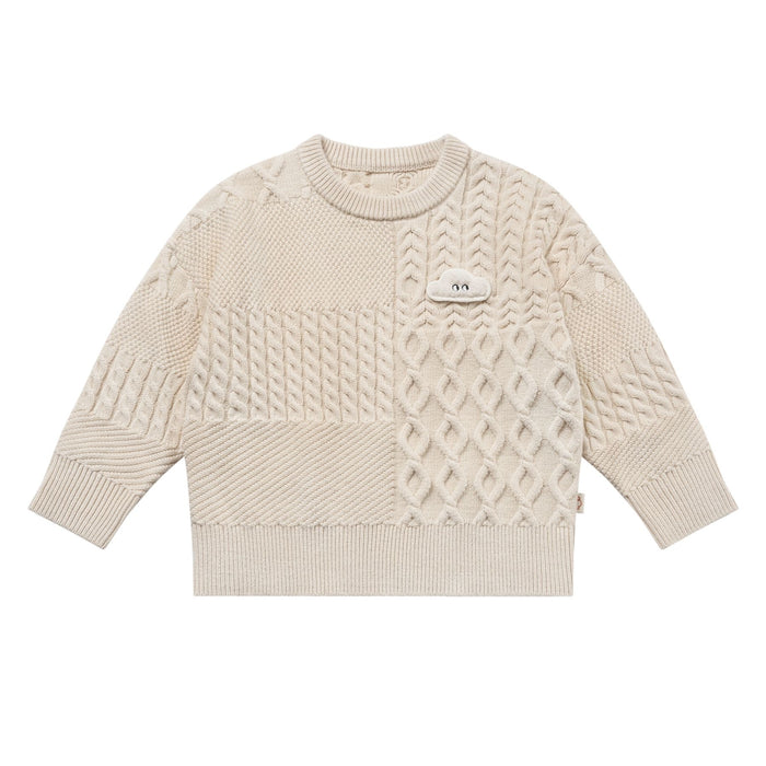 Cotton Cable Knit Sweater - Cloud