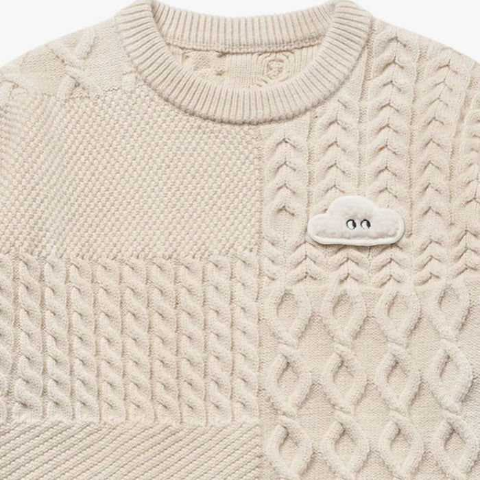Cotton Cable Knit Sweater - Cloud