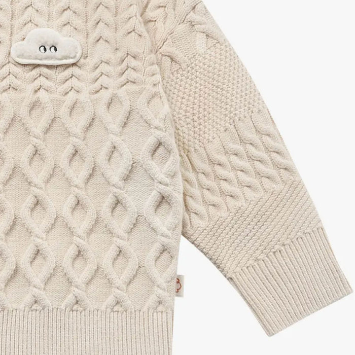 Cotton Cable Knit Sweater - Cloud