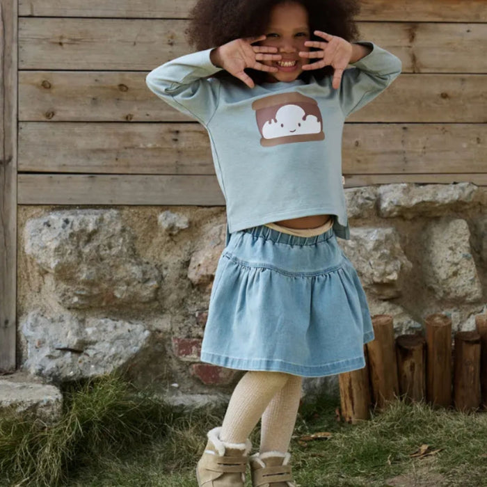 Cotton Denim Skirt - Dusk Blue