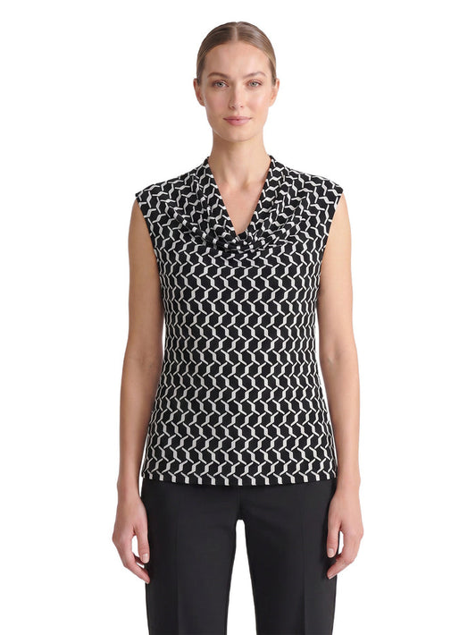 Cowl Neck Top, Everyday knit, Black/Vanilla Ice | Kasper