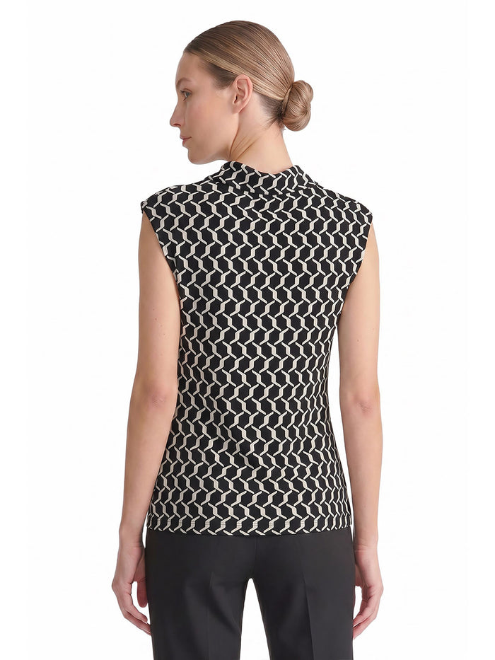 Cowl Neck Top, Everyday knit, Black/Vanilla Ice | Kasper