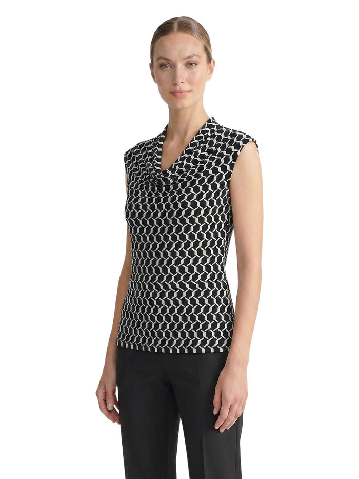 Cowl Neck Top, Everyday knit, Black/Vanilla Ice | Kasper