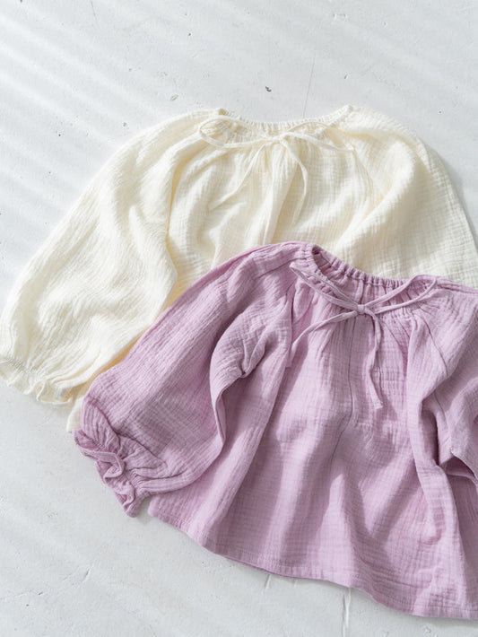 Crepe ribbon blouse