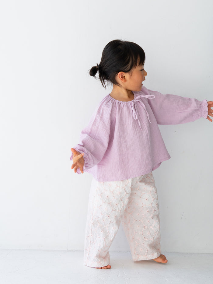Crepe ribbon blouse
