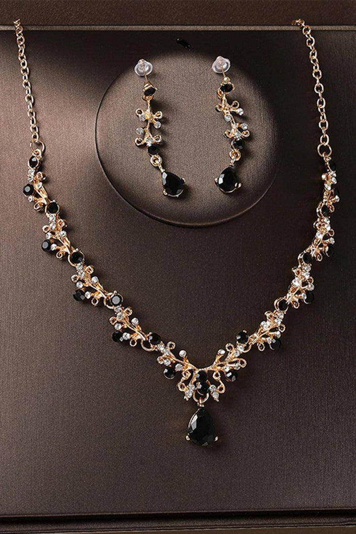 Crystals Tiara Necklace Earrings Jewelry 861264642104 - COCOMELODY