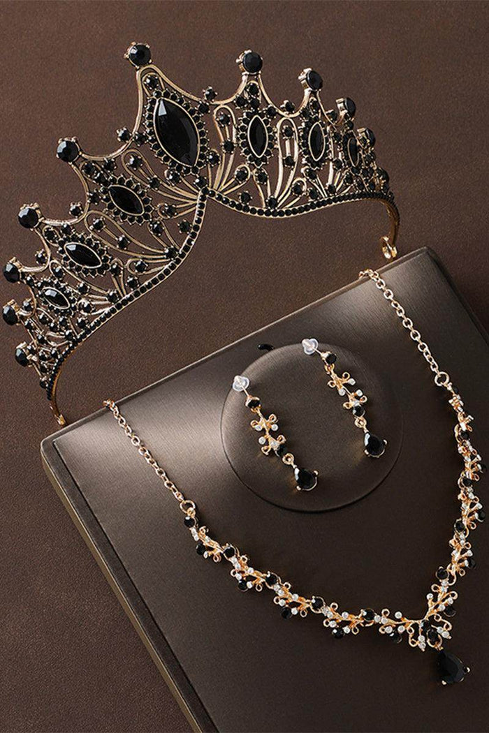 Crystals Tiara Necklace Earrings Jewelry 861264642104 - COCOMELODY