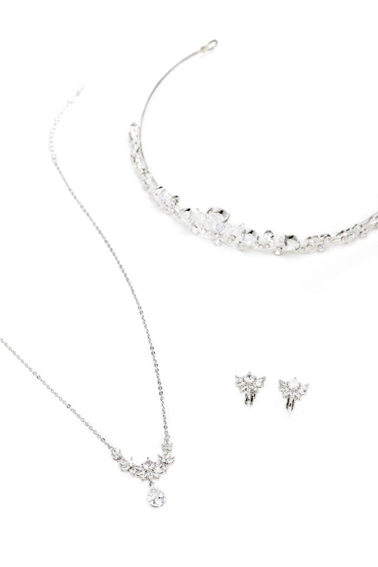Crystals Tiara Necklace Earrings Jewelry CY0066 - COCOMELODY