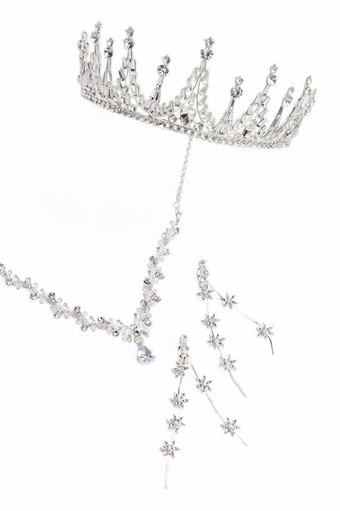 Crystals Tiara Necklace Earrings Jewelry CY0067 - COCOMELODY