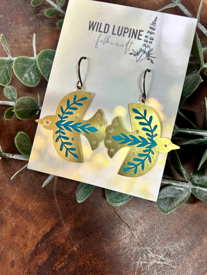 Dala Bird Stained Glass Resin Earrings