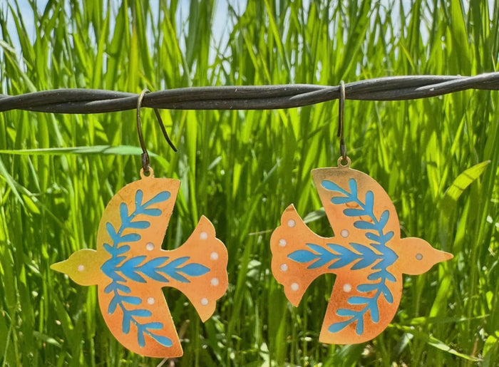 Dala Bird Stained Glass Resin Earrings