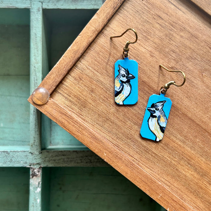 Dear Darlington OOAK Earrings: Juniper Titmouse