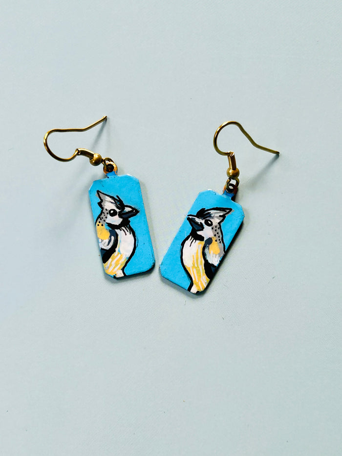 Dear Darlington OOAK Earrings: Juniper Titmouse