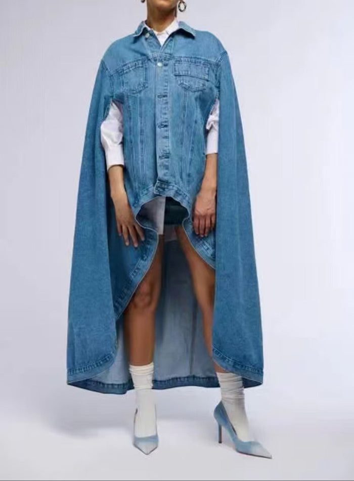 Denim jacket with cape detail - Serti