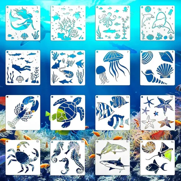 👍👍Marine Life (15.2 x 15.2 cm) (16 pieces)