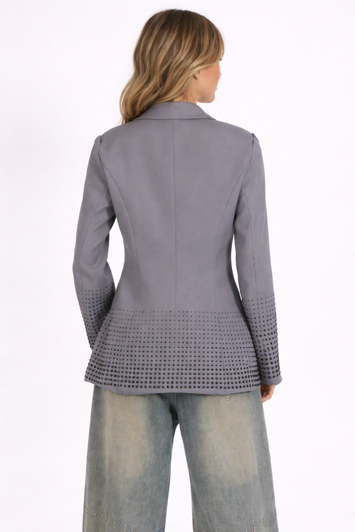 Double-breasted blazer with perforated hem details – EDGE