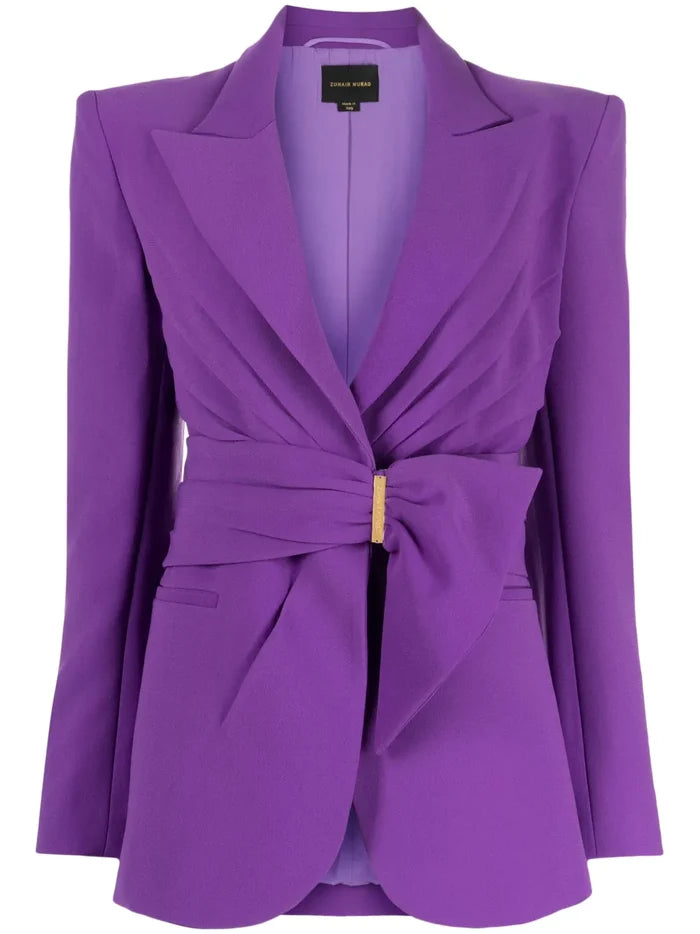 Draped belted blazer pants set with flared legs – Vronik