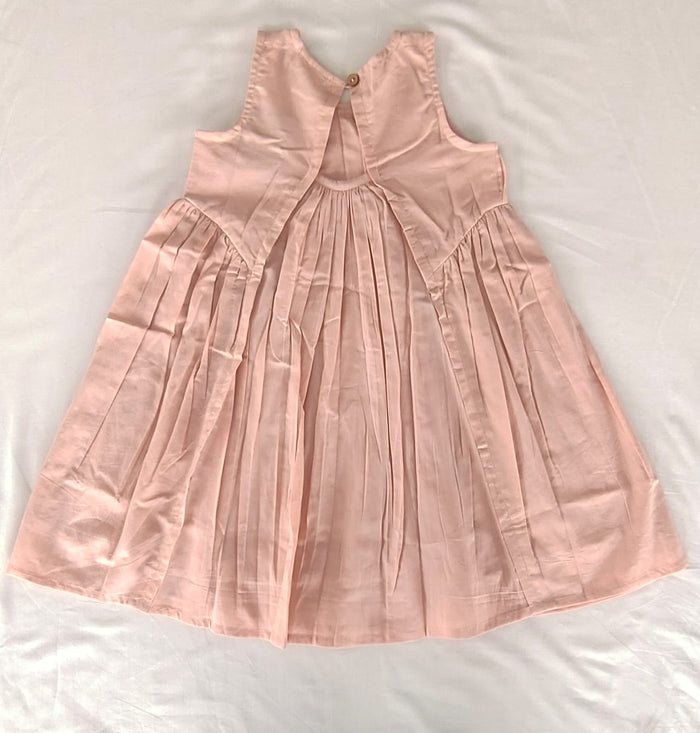 Dusty Pink Solid Color Pintuck Gathered Dress dress & diaper cover Yo Baby Wholesale