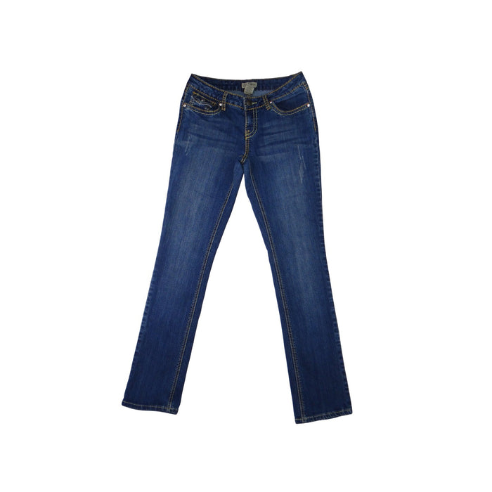 Earl Jean Blue Denim Bootcut Jeans Embellished Pockets Size 280