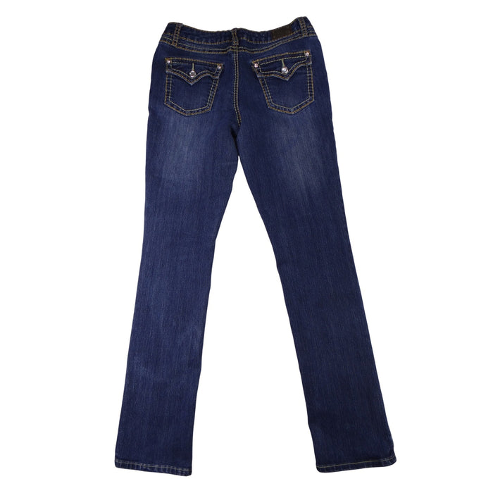 Earl Jean Blue Denim Bootcut Jeans Embellished Pockets Size 284