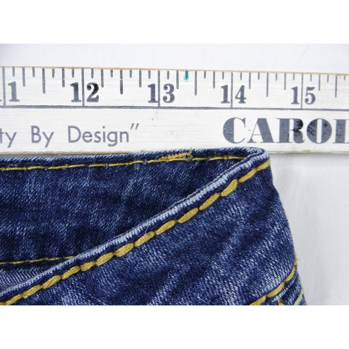 Earl Jean Blue Denim Bootcut Jeans Embellished Pockets Size 287