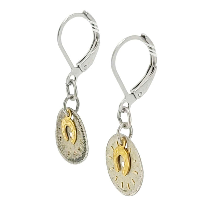 Earrings - Horseshoes on Watch Faces (Stainless Steel) by Christine Stoll