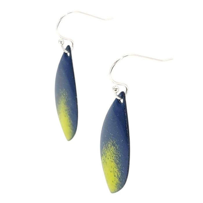 Earrings - Long Marquise (Navy Green Gradient) by Magpie Mouse Studios