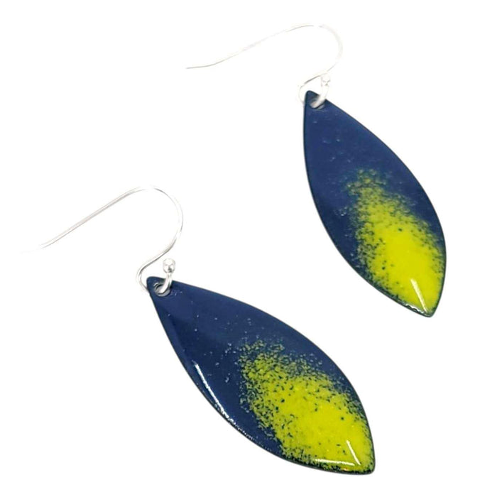 Earrings - Long Marquise (Navy Green Gradient) by Magpie Mouse Studios