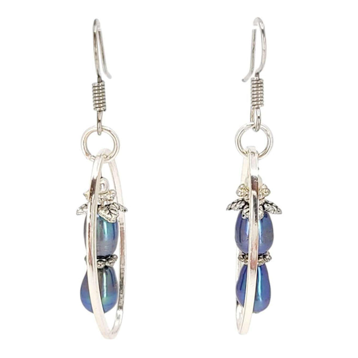 Earrings - Oval Frame Pearl Drops (Peacock) by Tiny Aloha