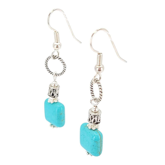 Earrings - Square Ring Drops (Howlite) by Tiny Aloha