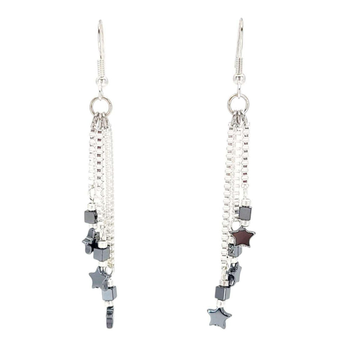 Earrings - Tiny Star Cascade Drops (Hematite) by Tiny Aloha