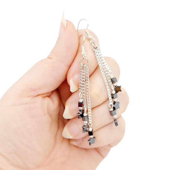 Earrings - Tiny Star Cascade Drops (Hematite) by Tiny Aloha