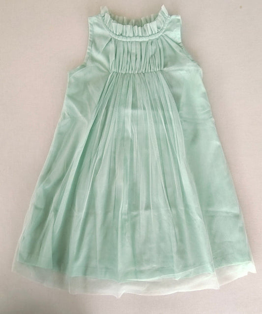 Elegant Mint Green Nylon Net Tulle Dress with Ruffle Neck for Kids & Infants DRESS Yo Baby India