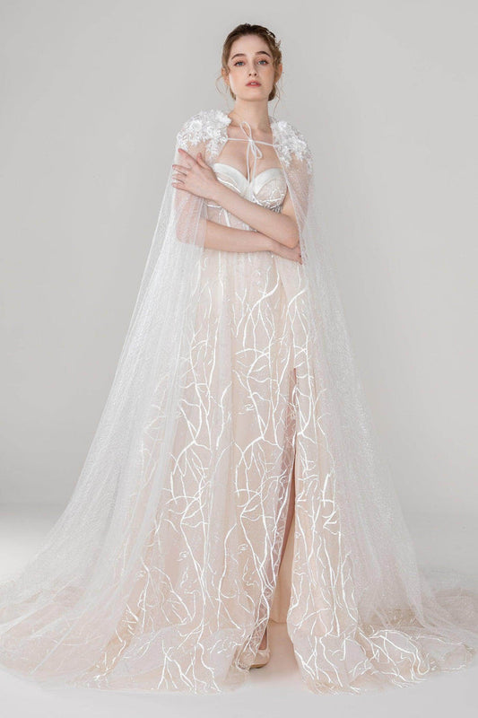Elegant Tulle Wedding Wrap with Appliques CJ0093 - COCOMELODY