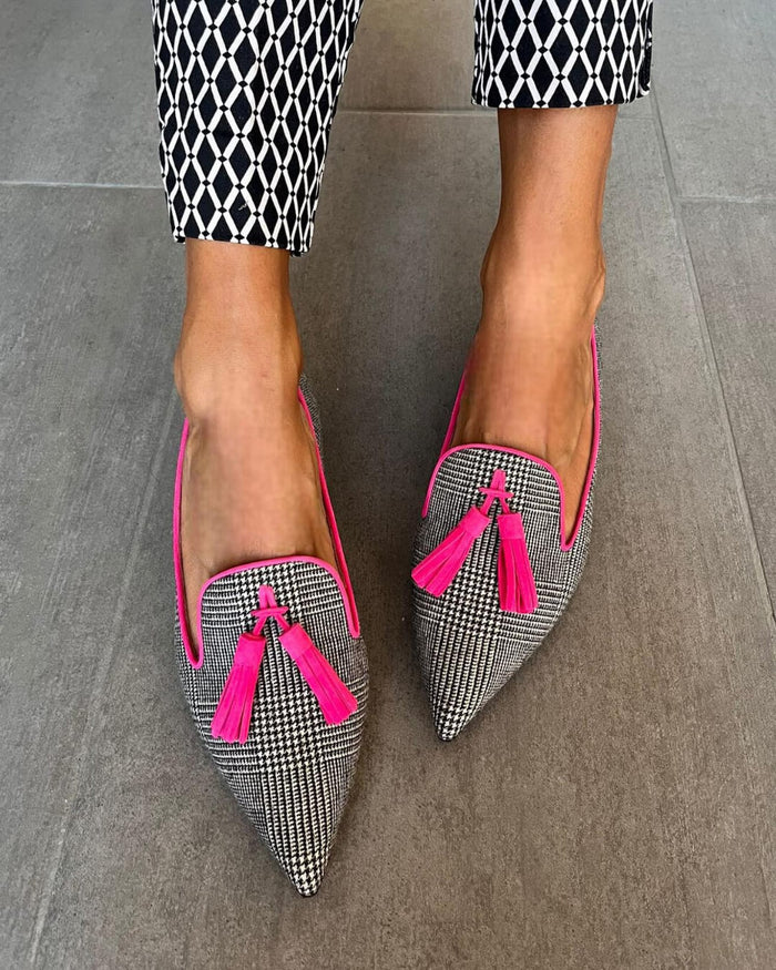 Ella - Trendy Women's Comfort Loafers with Pointed Toe and Tassel