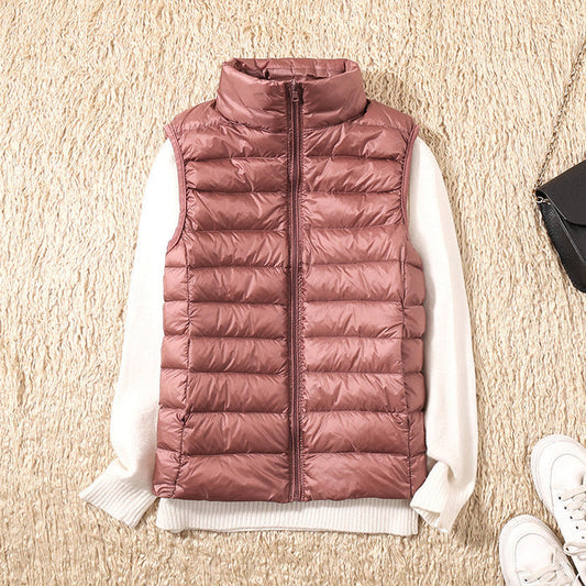 Ella - Women's Lightweight Puffer Bodywarmer for Fall with Zip Stand Collar