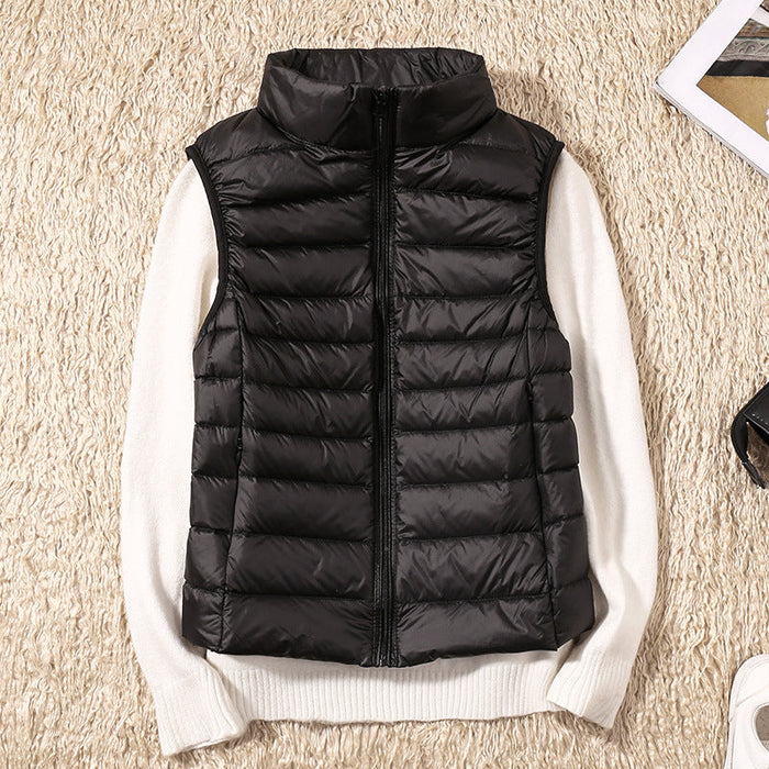 Ella - Women's Lightweight Puffer Bodywarmer for Fall with Zip Stand Collar