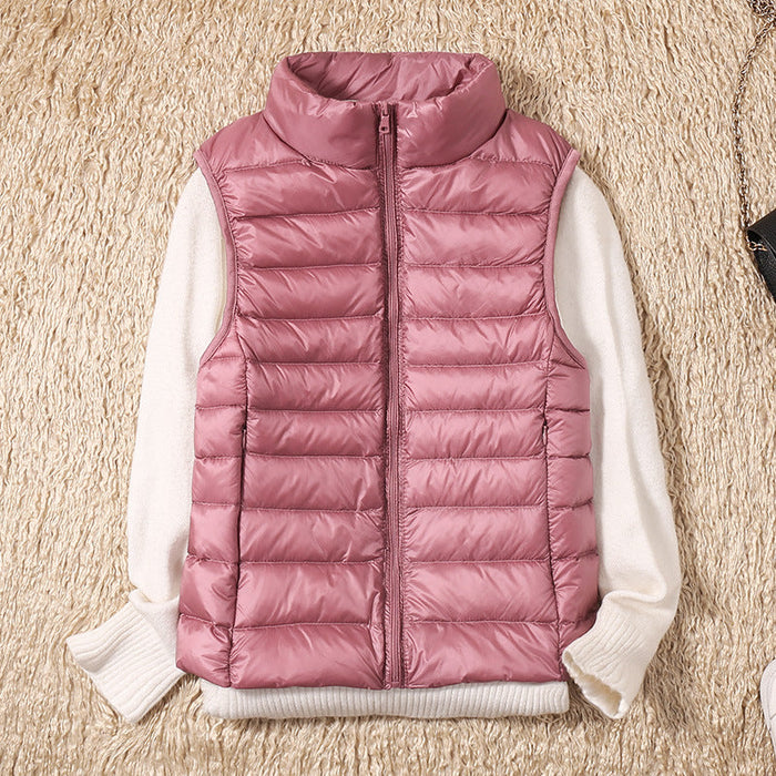 Ella - Women's Lightweight Puffer Bodywarmer for Fall with Zip Stand Collar