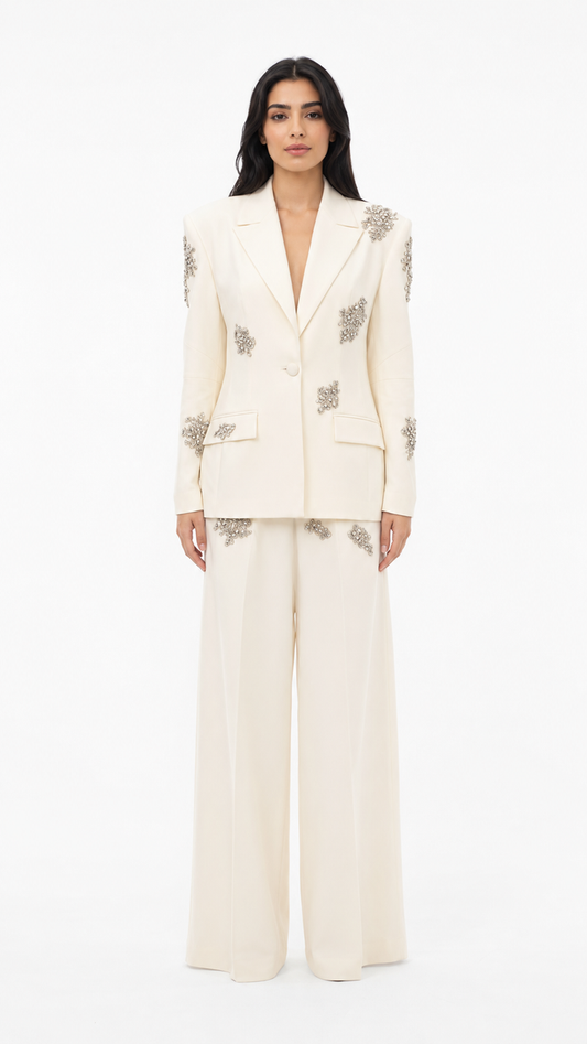 Embellished tailored suit with wide-leg trousers - Atiju
