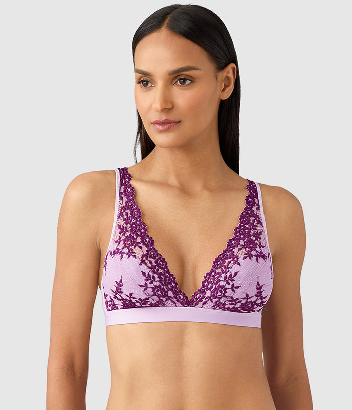 Embrace Lace® Wire Free Bralette: Lavender Sage/Dark Purple