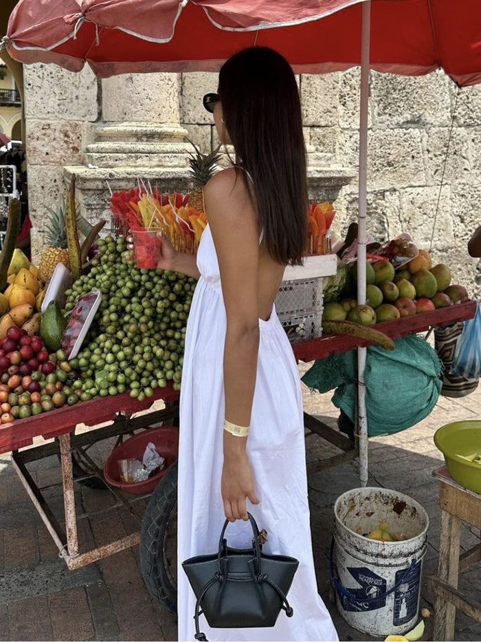 Emma - Flowy Women's Maxi Dress with Open Back and Spaghetti Straps