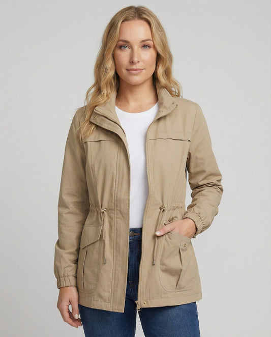 Emma - Women's Lightweight Windproof Rain Jacket with Drawstring Waist Detail
