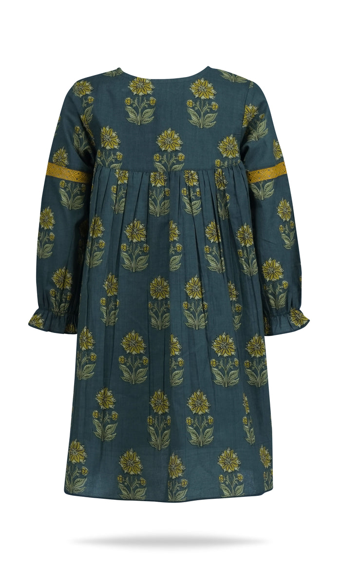 Esti Dress : MOSS GREEN : Infant : Toddler : Tween dress & diaper cover Yo Baby India