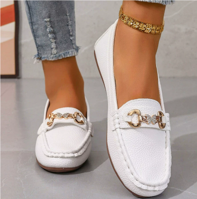 Evelyn - Women's Casual Comfort Loafers with Chain Accent