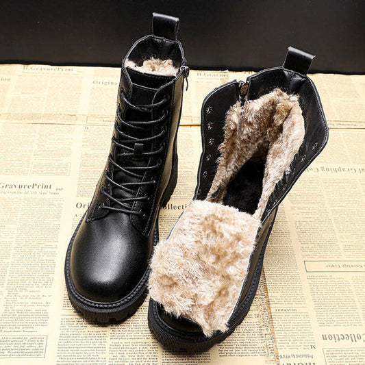 Evelyn - Women's Chelsea Boots with Fleece Lining and Lace Up Design
