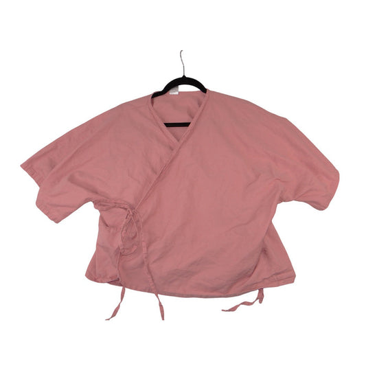 Fashion Seal Healthcare Pink Wrap Scrub Top Short Sleeve Medical Uniform 35870
