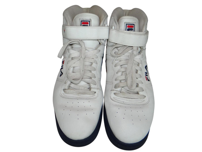 Fila Men's White High Top Sneakers with Red and Navy Accents1
